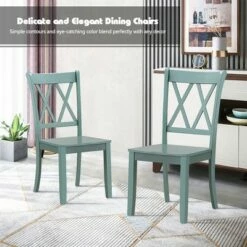 Costway Set of 2 Wood Dining Chair Cross Back Dining Room Side Chair Mint Green Home Kitchen -Dining Chairs And Benches Official Shop unnamed file 2696