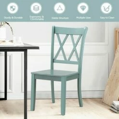 Costway Set of 2 Wood Dining Chair Cross Back Dining Room Side Chair Mint Green Home Kitchen -Dining Chairs And Benches Official Shop unnamed file 2697