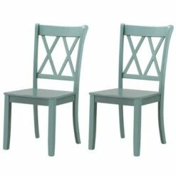 Costway Set of 2 Wood Dining Chair Cross Back Dining Room Side Chair Mint Green Home Kitchen -Dining Chairs And Benches Official Shop unnamed file 2698