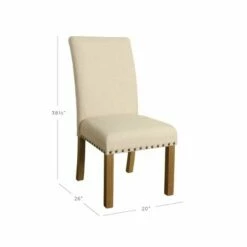 Set of 2 Michele Dining Chair with Nailhead Trim - HomePop Natural
