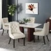 Set of 4 Hayden Contemporary Tufted Fabric Dining Chairs Beige/Espresso - Christopher Knight Home