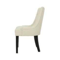 Set of 4 Hayden Contemporary Tufted Fabric Dining Chairs Beige/Espresso - Christopher Knight Home -Dining Chairs And Benches Official Shop unnamed file 2791