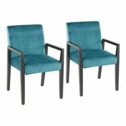 Set of 2 Carmen Contemporary Upholstered Dining Chairs Wood and Velvet - LumiSource Black/teal -Dining Chairs And Benches Official Shop unnamed file 280
