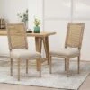 Set of 2 Regina French Country Wood and Cane Upholstered Dining Chairs - Christopher Knight Home Black/gray