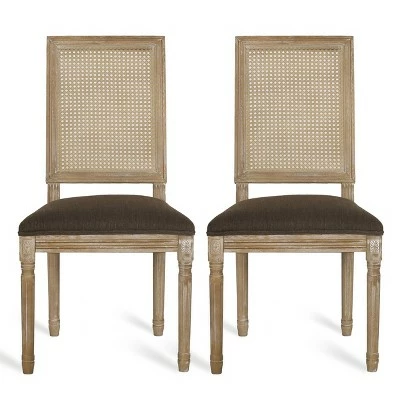 Set of 2 Regina French Country Wood and Cane Upholstered Dining Chairs - Christopher Knight Home Black/gray 14 Set of 2 Regina French Country Wood and Cane Upholstered Dining Chairs - Christopher Knight Home Black/gray - Image 12