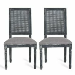 Set of 2 Regina French Country Wood and Cane Upholstered Dining Chairs - Christopher Knight Home Black/gray 28 Set of 2 Regina French Country Wood and Cane Upholstered Dining Chairs - Christopher Knight Home Black/gray -Dining Chairs And Benches Official Shop unnamed file 2839