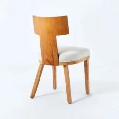 Threshold Designed W/Studio McGee Salduro Sculptural Wood Dining Chair with Upholstered Seat Linen - Threshold™ designed with Studio McGee -Dining Chairs And Benches Official Shop unnamed file 2910