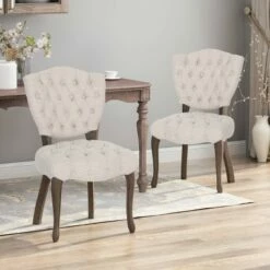 Set of 2 Crosswind Tufted Dining Chair - Christopher Knight Home Beige