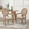 Set of 2 Judith French Country Wood and Cane Upholstered Dining Chairs - Christopher Knight Home Gray
