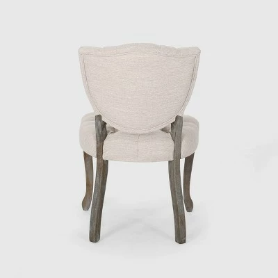 Set of 2 Crosswind Tufted Dining Chair - Christopher Knight Home Beige 5 Set of 2 Crosswind Tufted Dining Chair - Christopher Knight Home Beige - Image 3