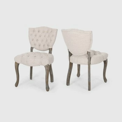 Set of 2 Crosswind Tufted Dining Chair - Christopher Knight Home Beige 6 Set of 2 Crosswind Tufted Dining Chair - Christopher Knight Home Beige - Image 4