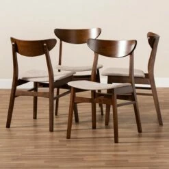 Set of 4 Parlin Dining Chair - Baxton Studio Light Beige/walnut -Dining Chairs And Benches Official Shop unnamed file 2956