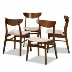 Set of 4 Parlin Dining Chair - Baxton Studio Light Beige/walnut -Dining Chairs And Benches Official Shop unnamed file 2958