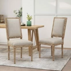 2pk Regina French Country Wood Upholstered Dining Chairs - Christopher Knight Home Black/gray