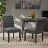 Set of 2 Broxton Tufted Rolltop Dining Chairs - Christopher Knight Home Dark Gray -Dining Chairs And Benches Official Shop unnamed file 3016