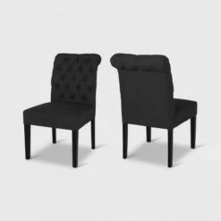 Set of 2 Broxton Tufted Rolltop Dining Chairs - Christopher Knight Home Dark Gray -Dining Chairs And Benches Official Shop unnamed file 3020