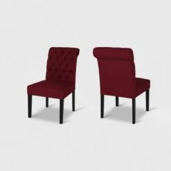 Set of 2 Broxton Tufted Rolltop Dining Chairs - Christopher Knight Home Dark Gray -Dining Chairs And Benches Official Shop unnamed file 3021