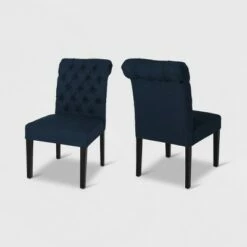 Set of 2 Broxton Tufted Rolltop Dining Chairs - Christopher Knight Home Dark Gray -Dining Chairs And Benches Official Shop unnamed file 3022