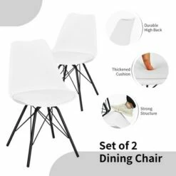 Costway Set of 2 Dining Chair Mid Century Modern Side Chairs with PU Seat White -Dining Chairs And Benches Official Shop unnamed file 3096