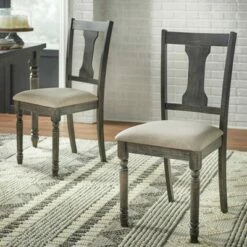 Buylateral Set of 2 Burntwood Dining Chair Wood/Gray - TMS