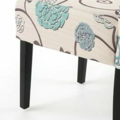 Set of 4 Pertica Contemporary Fabric Dining Chairs Light Beige with Blue Floral - Christopher Knight Home -Dining Chairs And Benches Official Shop unnamed file 3242