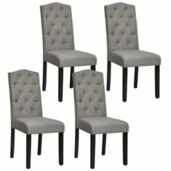 Costway Set of 4 Tufted Dining Chair Upholstered w/ Nailhead Trim & Rubber Wooden Legs -Dining Chairs And Benches Official Shop unnamed file 3289