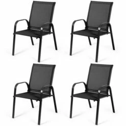 Costway 4PCS Patio Chairs Garden Deck Yard with Armrest Brown/Beige/Gray -Dining Chairs And Benches Official Shop unnamed file 331