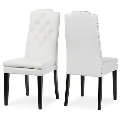 Set of 2 Dylin Modern and Contemporary Faux Leather Dining Chairs - Baxton Studio White 7 Set of 2 Dylin Modern and Contemporary Faux Leather Dining Chairs - Baxton Studio White - Image 5