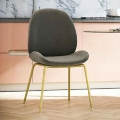 Astor Velvet Upholstered Dining Chair with Brass Metal Legs - CosmoLiving by Cosmopolitan Green