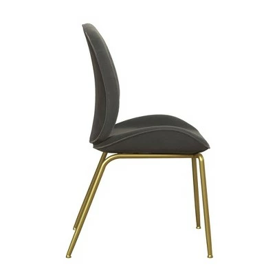 Astor Velvet Upholstered Dining Chair with Brass Metal Legs - CosmoLiving by Cosmopolitan Green 6 Astor Velvet Upholstered Dining Chair with Brass Metal Legs - CosmoLiving by Cosmopolitan Green - Image 4