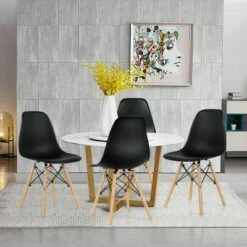 Costway Set of 4 Modern Dining Side Chair Armless Home Office w/ Wood Legs White/Black/Blue -Dining Chairs And Benches Official Shop unnamed file 3482