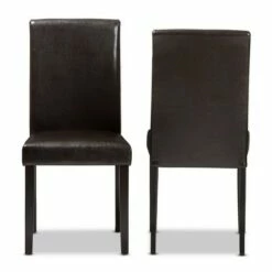 Set of 2 Mia Modern And Contemporary Faux Leather Upholstered Dining Chairs Dark Brown - Baxton Studio