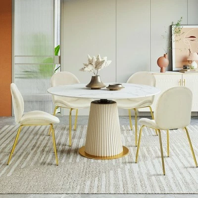 Costway 4PCS Velvet Dining Chair Accent Leisure Chair Armless Side Chair 5 Costway 4PCS Velvet Dining Chair Accent Leisure Chair Armless Side Chair - Image 3