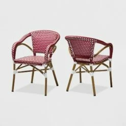 Baxton Studio Set of 2 Eliane Indoor and Outdoor Stackable Bistro Dining Chairs - BaxtonStudio Red/white 17 Baxton Studio Set of 2 Eliane Indoor and Outdoor Stackable Bistro Dining Chairs - BaxtonStudio Red/white -Dining Chairs And Benches Official Shop unnamed file 36