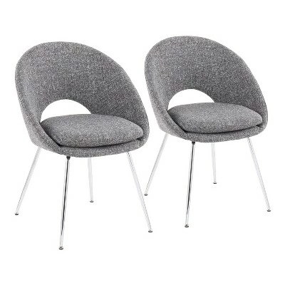 Set of 2 Metro Contemporary Dining Chairs - LumiSource Metal/polyester Chrome/gray 18 Set of 2 Metro Contemporary Dining Chairs - LumiSource Metal/polyester Chrome/gray - Image 16