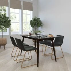 Merrick Lane 18 inch Faux Leather Bucket Seat Dining Chairs, Set of 2