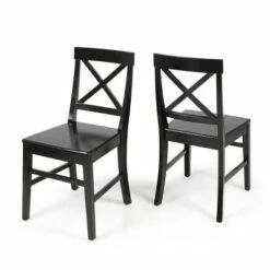 Set of 2 Roshan Farmhouse Acacia Dining Chair - Christopher Knight Home Black -Dining Chairs And Benches Official Shop unnamed file 3709