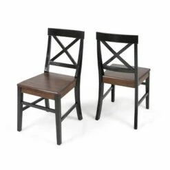 Set of 2 Roshan Farmhouse Acacia Dining Chair - Christopher Knight Home Black -Dining Chairs And Benches Official Shop unnamed file 3711