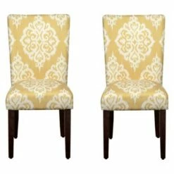 Set of 2 Parson Dining Chair Wood/Damask Yellow - HomePop -Dining Chairs And Benches Official Shop unnamed file 3721
