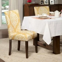 Set of 2 Parson Dining Chair Wood/Damask Yellow - HomePop -Dining Chairs And Benches Official Shop unnamed file 3722