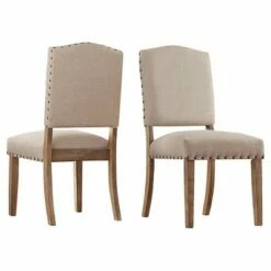Set of 2 Cobble Hill Nailhead Accent Dining Chair Wood - Inspire Q Wood/smoke