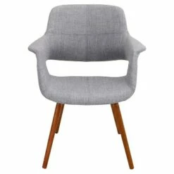 Vintage Flair Mid Century Modern Walnut Wood Legged Dining Chair Polyester/Light Gray - LumiSource -Dining Chairs And Benches Official Shop unnamed file 377