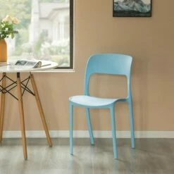 Fabulaxe Modern Plastic Outdoor Dining Chair with Open Curved Back -Dining Chairs And Benches Official Shop unnamed file 3779