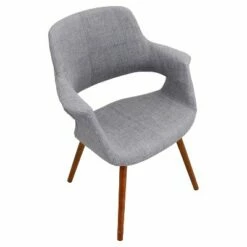 Vintage Flair Mid Century Modern Walnut Wood Legged Dining Chair Polyester/Light Gray - LumiSource -Dining Chairs And Benches Official Shop unnamed file 379