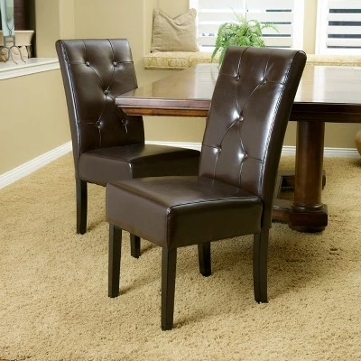Taylor Bonded Leather Dining Chair Set 2ct - Christopher Knight Home Brown 3 Taylor Bonded Leather Dining Chair Set 2ct - Christopher Knight Home Brown
