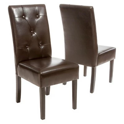 Taylor Bonded Leather Dining Chair Set 2ct - Christopher Knight Home Brown 6 Taylor Bonded Leather Dining Chair Set 2ct - Christopher Knight Home Brown - Image 4