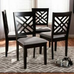 4pc Caron Finished Wood Dining Chairs - Baxton Studio Gray