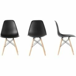 Fabulaxe Mid-Century Modern Style Plastic DSW Shell Dining Chair with Solid Beech Wooden Dowel Eiffel Legs, Black -Dining Chairs And Benches Official Shop unnamed file 3849