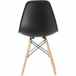 Fabulaxe Mid-Century Modern Style Plastic DSW Shell Dining Chair with Solid Beech Wooden Dowel Eiffel Legs, Black -Dining Chairs And Benches Official Shop unnamed file 3851