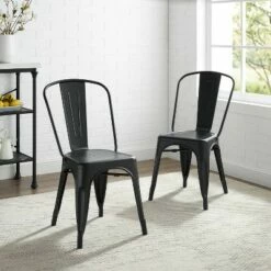 Set of 2 17" Amelia Metal Chair Matte Black - Crosley -Dining Chairs And Benches Official Shop unnamed file 3890